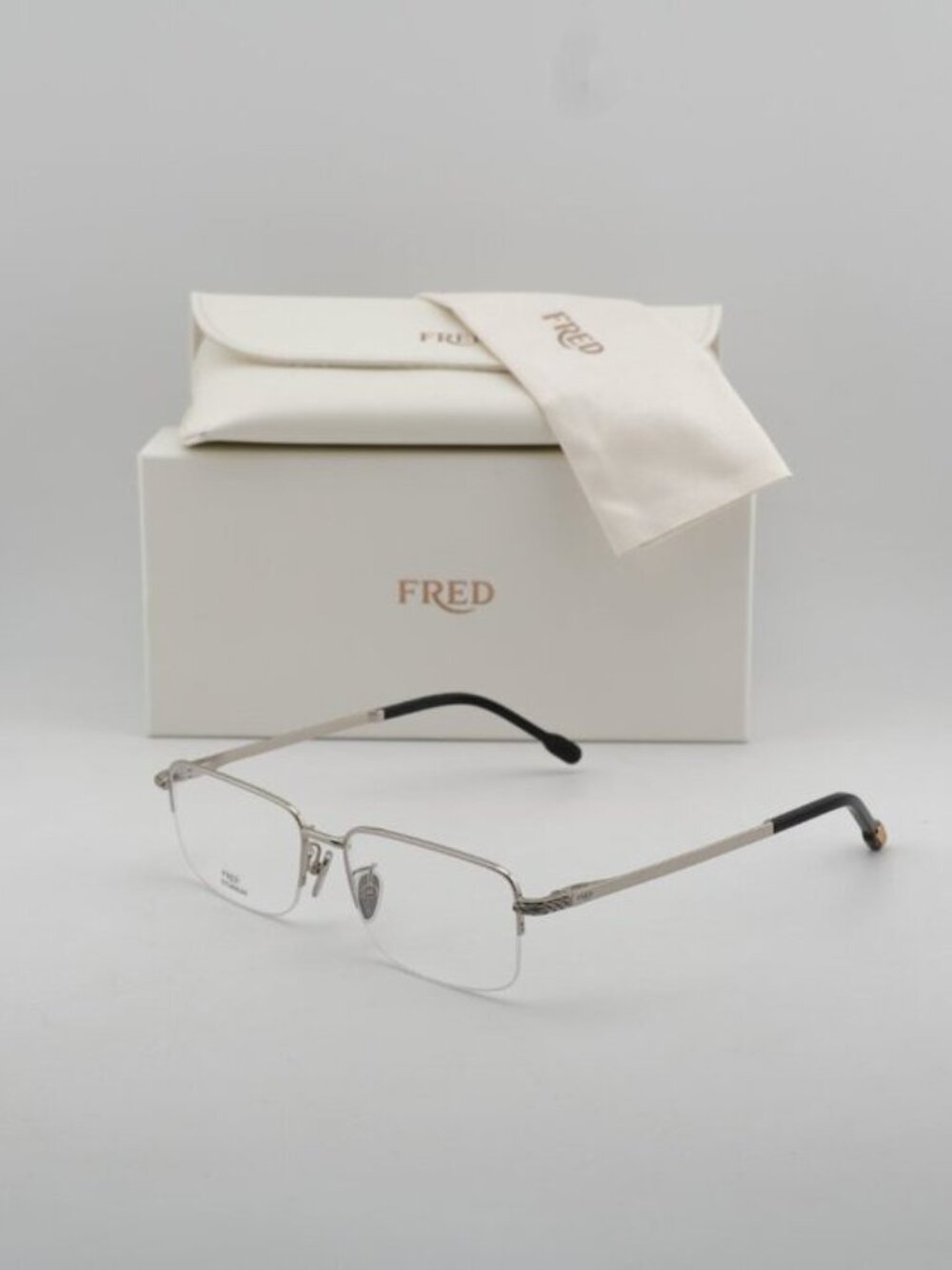 Fred FG50024F 016 Unisex Rectangle 56mm Eyeglasses - Silver